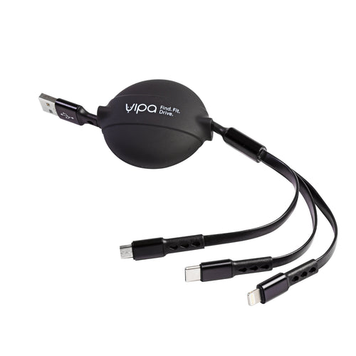 Retractable Silicone Charging Cable - 3 in 1