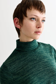 Vista Sustainable Marl Short Sleeve Polo Neck Top - Green