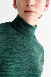 Vista Sustainable Marl Short Sleeve Polo Neck Top - Green