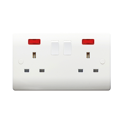 Caradok 2G 13A DP Switched Socket c/w Neon