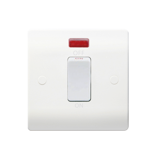 Caradok 1G 45A DP White Switch c/w Neon