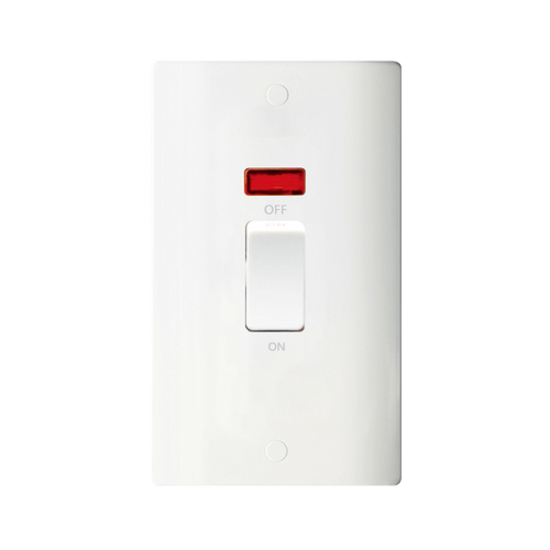 Caradok 2G 45A DP White Switch c/w Neon