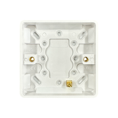 Caradok 1G 16mm White Pattress Rounded Corners