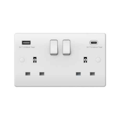 Caradok 2G 13A DP Switched Socket USB A + C 3.1A