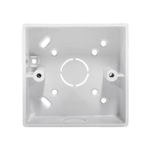 Caradok 1G 32mm PVC Box c/w Conduit/Mini Trunking K/O Squared Edge