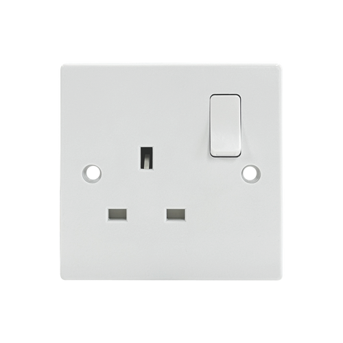 Caradok 1G 13A SP Switched Socket Squared Edge