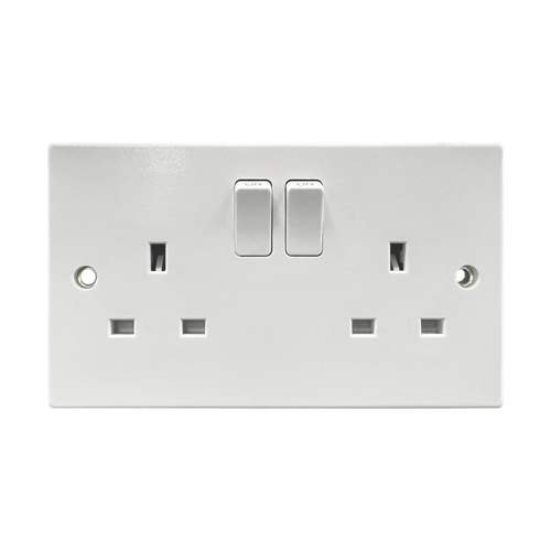 Caradok 2G 13A DP Switched Socket Squared Edge