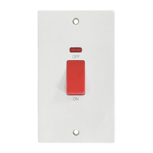 Caradok 2G 45A DP Switch c/w Neon Squared Edge
