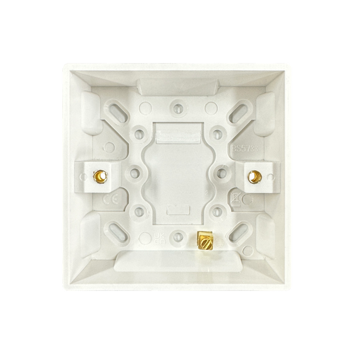 Caradok 1G 25mm White Pattress Squared Edge