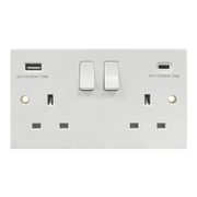 Caradok 2G 13A Switched Socket USB A + C Squared Edge