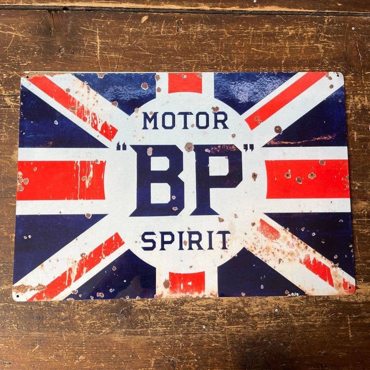 Vintage Union Jack Motor BP Spirit Metal Advertising Sign