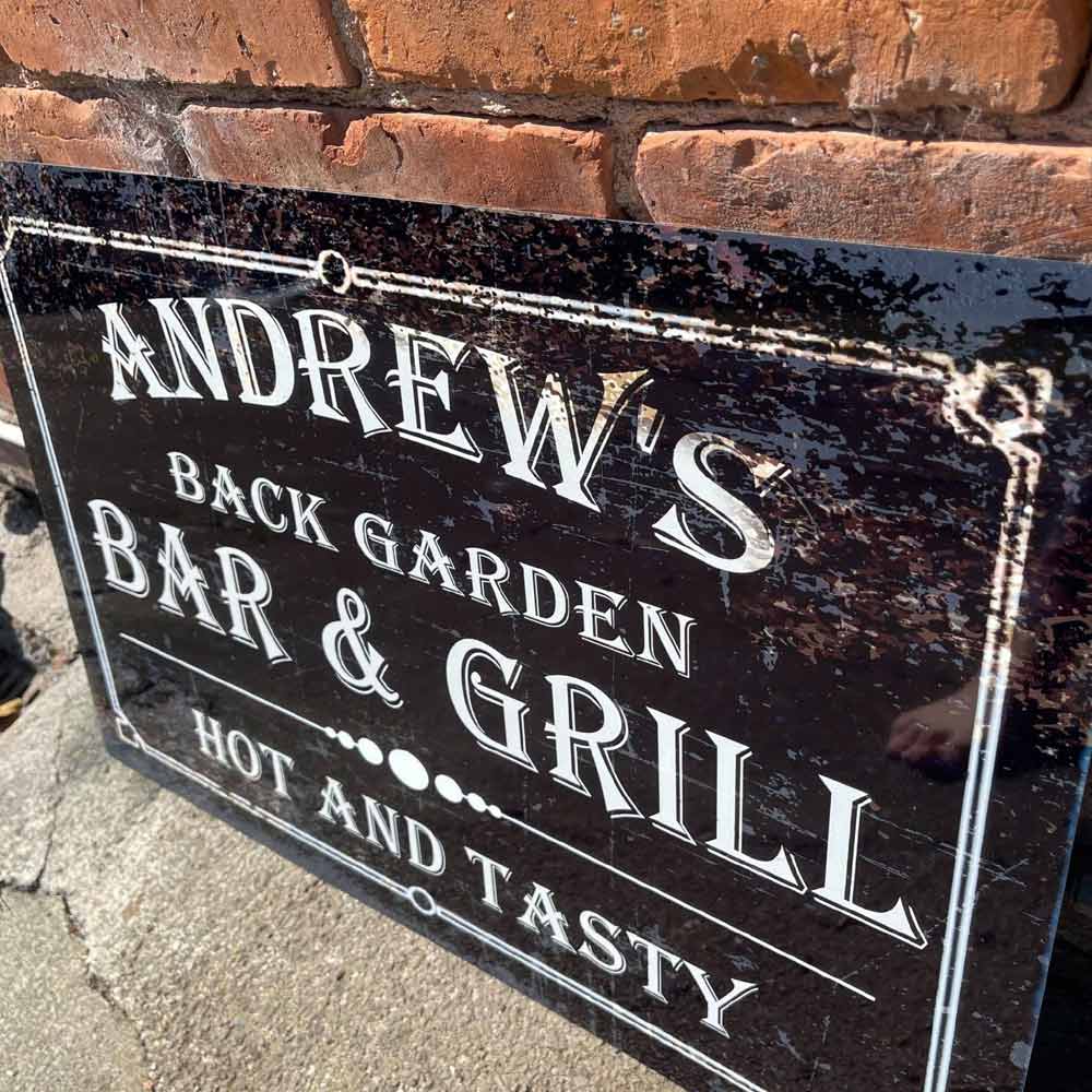 Vintage Style Metal Personalised Bar and Grill Sign