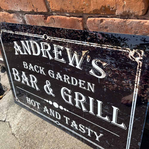 Vintage Style Metal Personalised Bar and Grill Sign
