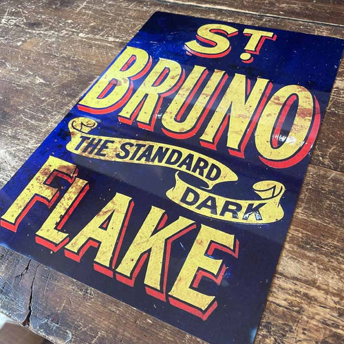 Distressed Vintage St Bruno Flake Metal Advertising Sign