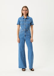 Afends Miami- Denim Flared Jumpsuit