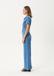 Afends Miami- Denim Flared Jumpsuit