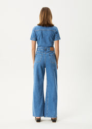 Afends Miami- Denim Flared Jumpsuit