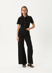Afends Miami- Denim Flared Jumpsuit