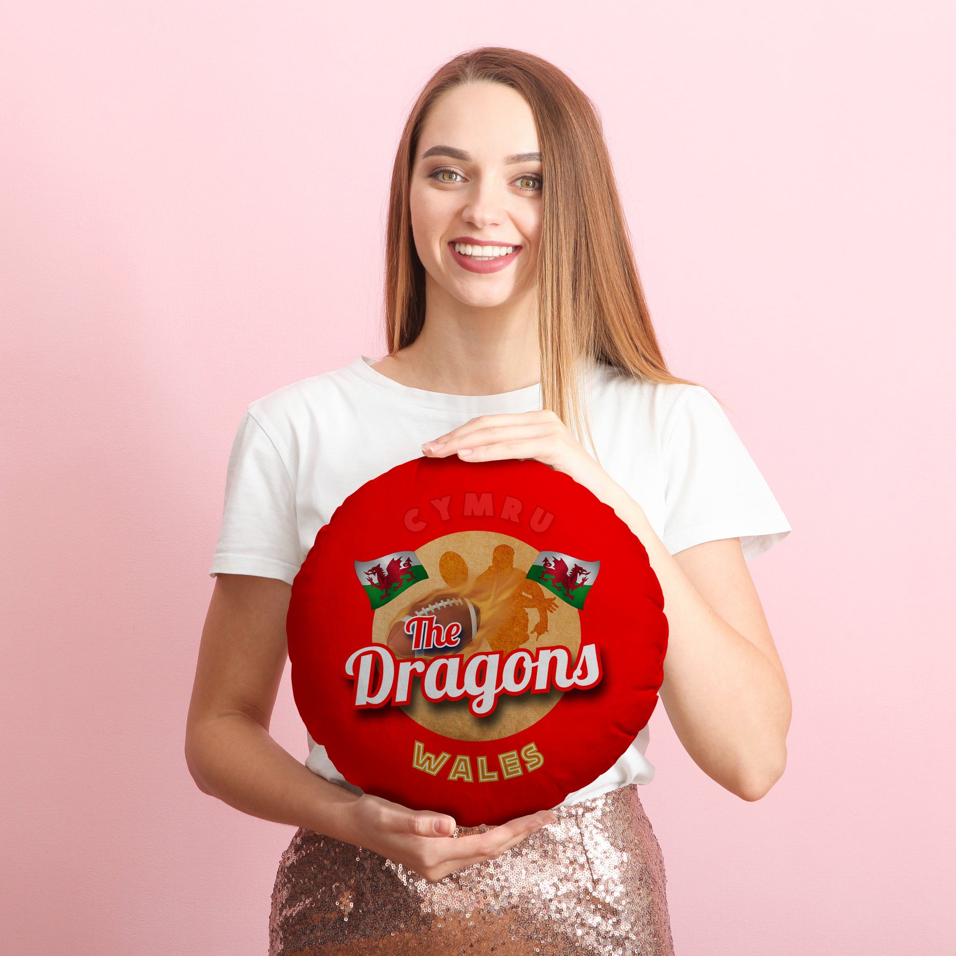 Wales Rugby League dragons  - Legend Collection - Circle Cushion 14"