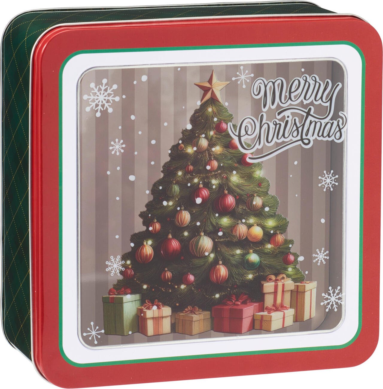Storage Tin, Metal, Square Shape 190X190Xh85mm,Transparent Pet Lid  one supplied