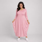 Long Sleeve Calf Length Dress