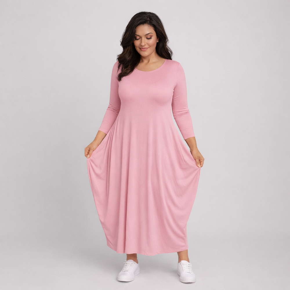 Long Sleeve Calf Length Dress