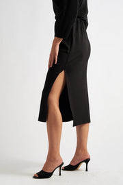 Wilson Black Fine Rib Midi Pencil Skirt