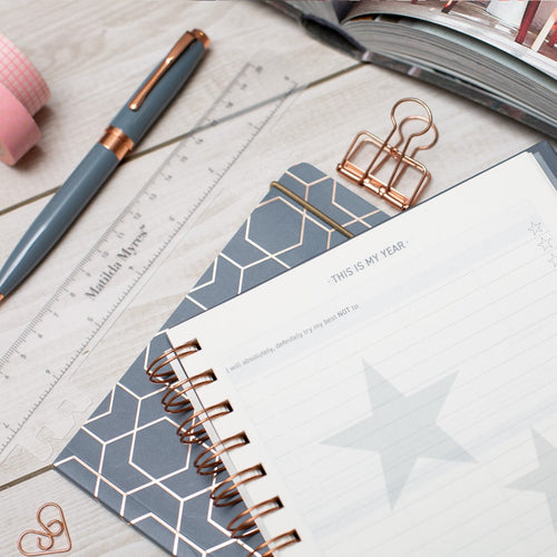 Matilda Myres | 2027 Diary - A5 Weekly Planner with Rose Gold Wiro | Week-to-View in Grey