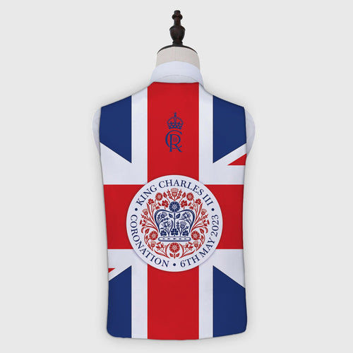 King Charles Coronation - Official Royal Badge - Novelty Costume Fancy Dress Waistcoat ( 4 sizes available )