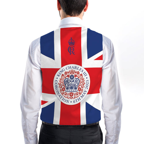 King Charles Coronation - Official Royal Badge - Novelty Costume Fancy Dress Waistcoat ( 4 sizes available )