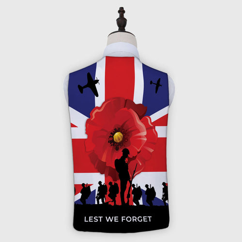 Remembrance - GB Flag - Lest We Forget - Novelty Costume Fancy Dress Waistcoat ( 4 sizes available )