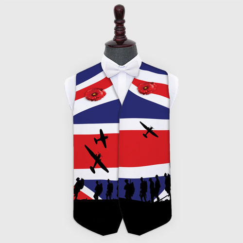 Remembrance - GB Flag - Lest We Forget - Novelty Costume Fancy Dress Waistcoat ( 4 sizes available )
