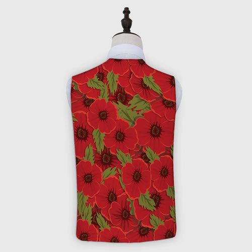 Remembrance - Poppy Motif - Novelty Costume Fancy Dress Waistcoat ( 4 sizes available )