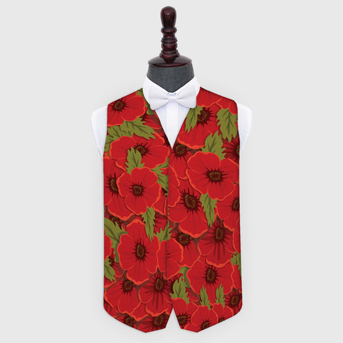 Remembrance - Poppy Motif - Novelty Costume Fancy Dress Waistcoat ( 4 sizes available )