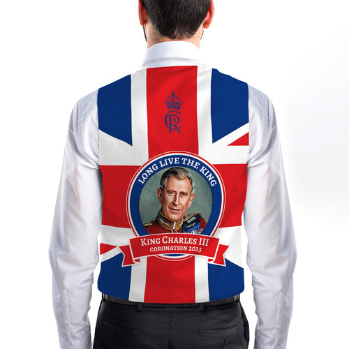 King Charles Coronation - GB Flag - Novelty Costume Fancy Dress Waistcoat ( 4 sizes available )