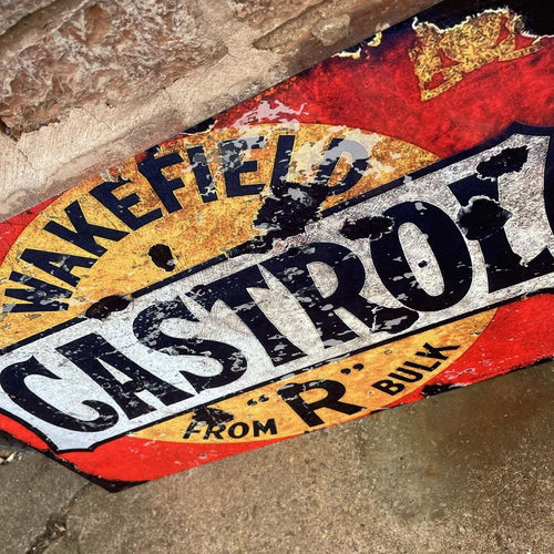 Wakefield Castrol Motor Oil Vintage Metal Advertising Wall Sign