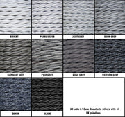 Black / Grey / White Braided Fabric Decorative Extension Lead - White 6 Gang Switched Trailing Socket