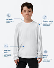 Kids Fidget-T – Long Sleeve- White