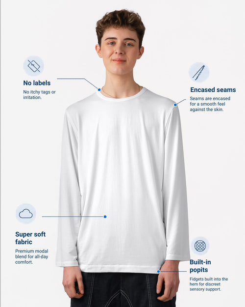 Adult Fidget-T Long-Sleeve-White