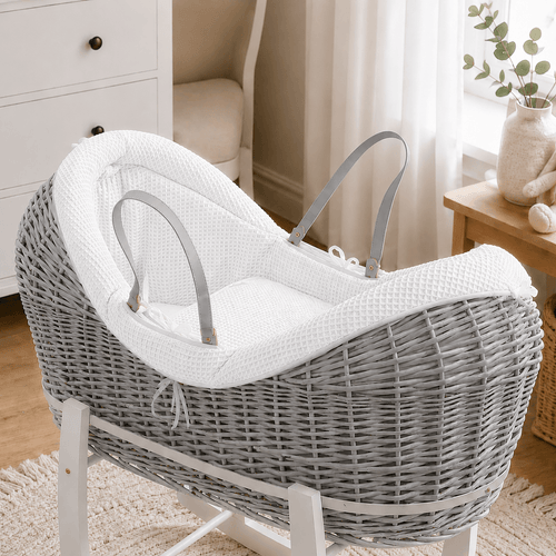 Wicker Deluxe Pod Baby Moses Basket With Stand