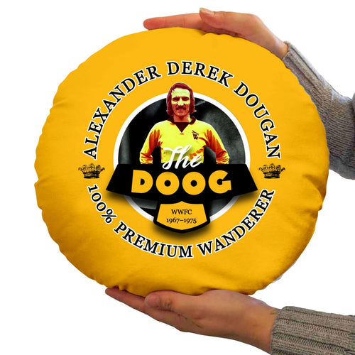 Wolverhampton Derek Dougan - Football Legends - Circle Cushion 14"