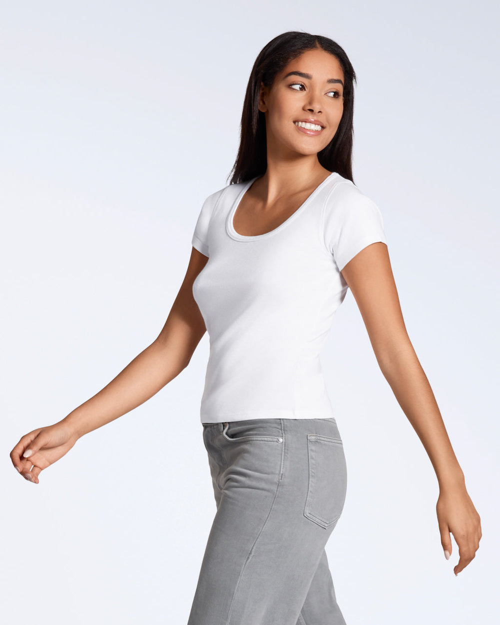 Ribbed Scoop Neck T-Shirt
