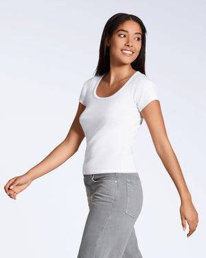 Ribbed Scoop Neck T-Shirt