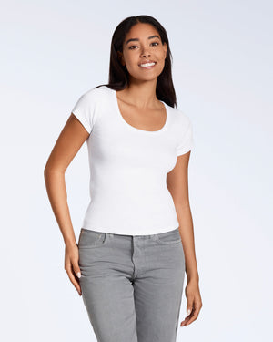 Ribbed Scoop Neck T-Shirt