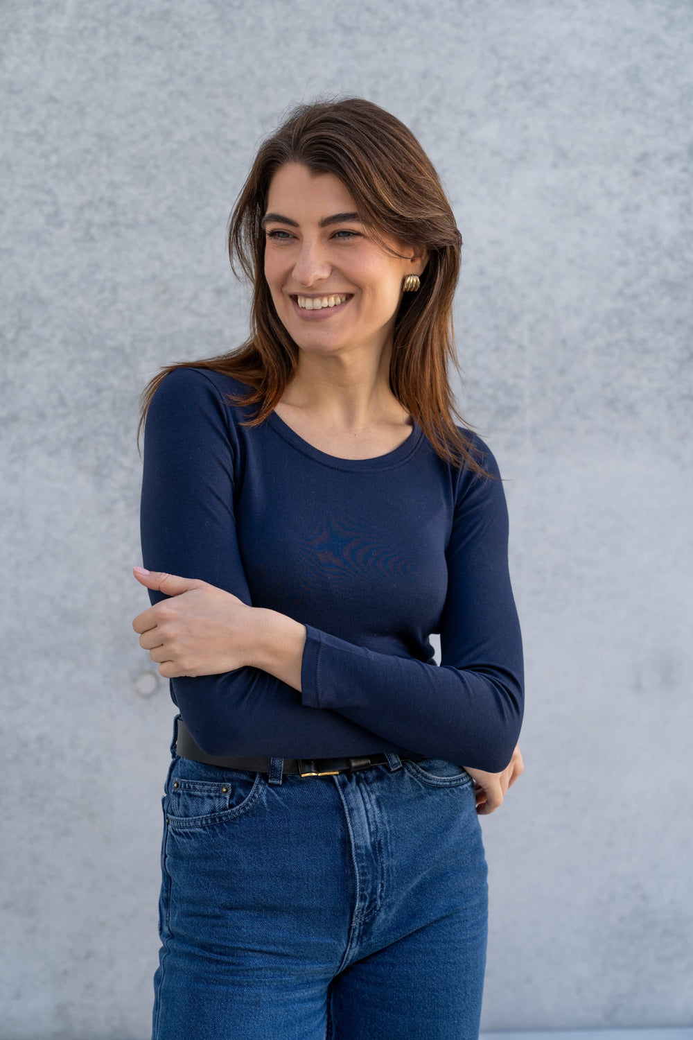 Long Sleeve Cotton Modal Scoop Neck T-Shirt