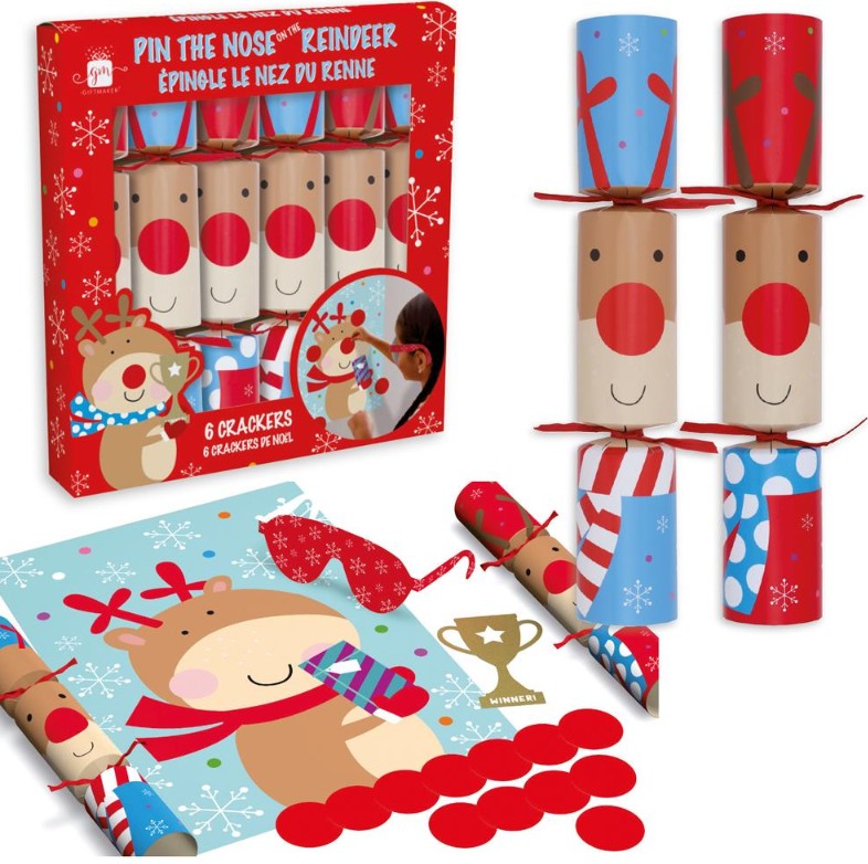 Giftmaker Pin The Nose on the Reindeer Christmas Crackers - 6 Pack