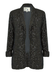 Yumi Black Sequin Blazer With Pockets