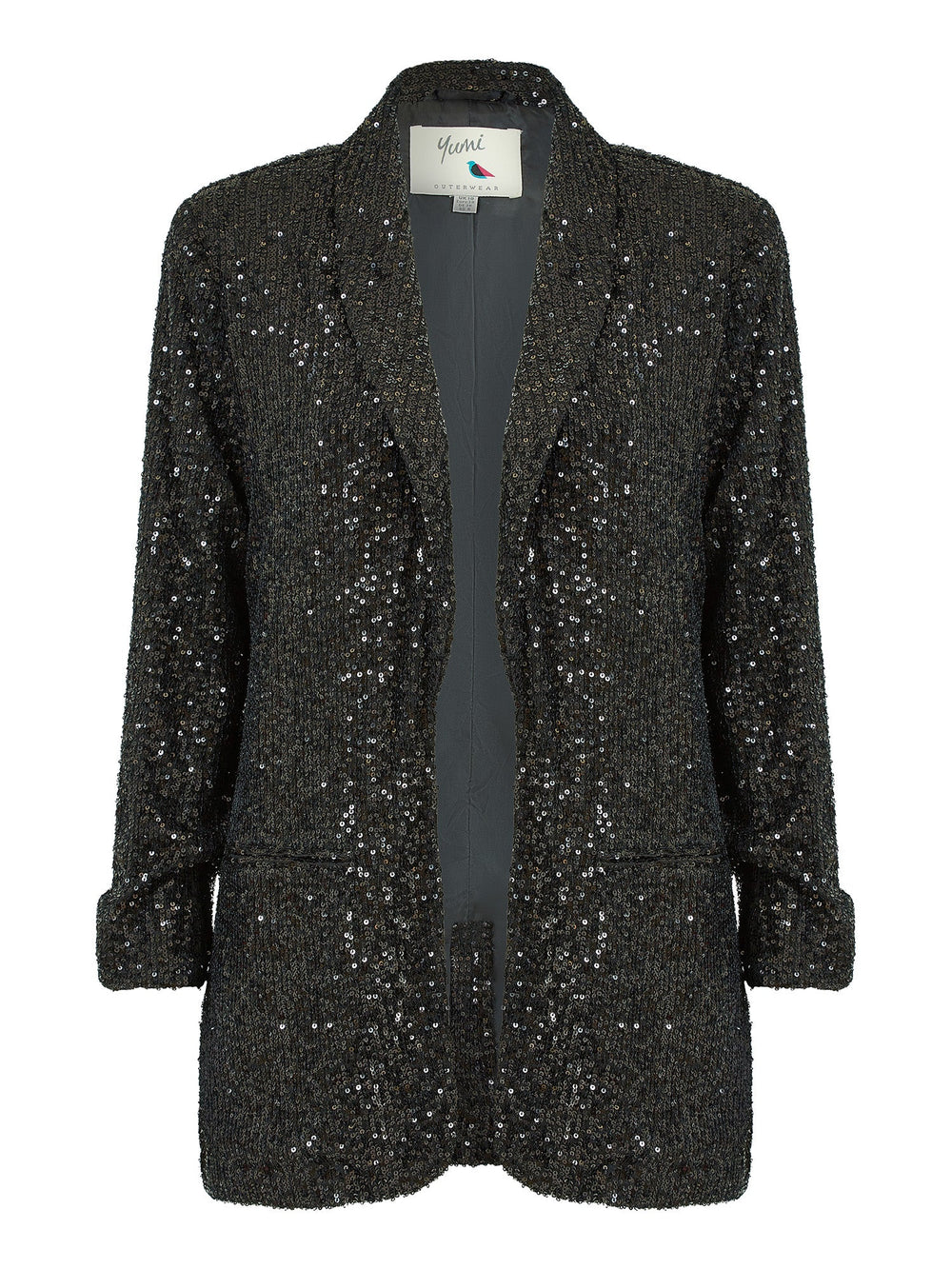 Yumi Black Sequin Blazer With Pockets