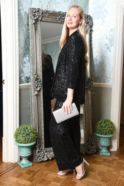 Yumi Black Sequin Blazer With Pockets