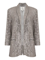 Silver Sequin Blazer With Pockets